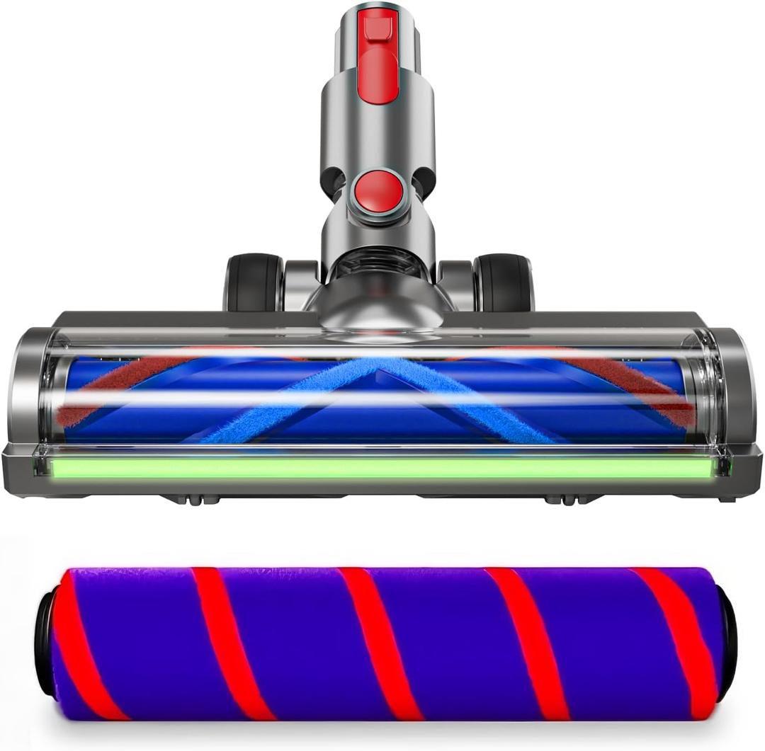 2 Replacement Vacuum Cleaner Heads for Dyson V7/V8/V10/V11/V15 | Anti-Tangle Motor-Driven Brush Roll with LED Light Dust Detection | Quick-Release Attachments for Carpets, Hardwood Floors & Tiles