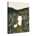 Jesus and Lamb Christian Canvas Wall Art Jesus Leaves the 99 Sheep Painting Picture Wall Decor The Good Shepherd Bible Poster Print Artwork for Living Room Bedroom Church Prayer Room Decorate, Framed