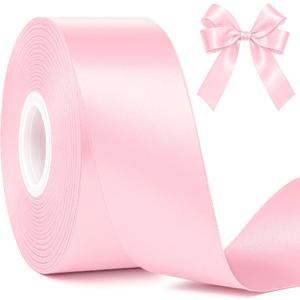 Fullive 1 1/2 Inch Pink Ribbon, 30 Yards Pink Ribbon for Gift Wrapping, Polyester Satin Mothers Day Ribbon for Wedding Baby Shower Valentines Day Decorations DIY Bows Breast Cancer Awareness Crafts