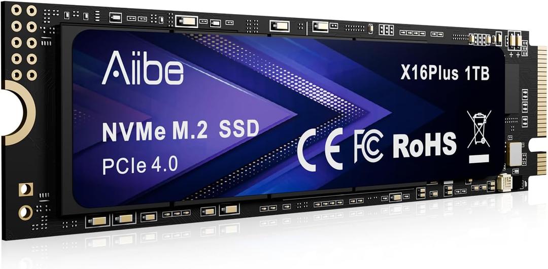 Aiibe X16Plus 1TB Internal SSD PCIe 4.0 NVMe M.2 SSD up to 7450MB/ s, M.2 2280 SSD 1TB Internal Solid State Drive for Laptop, Game