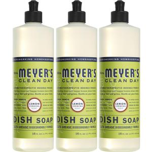 MRS. MEYER'S CLEAN DAY Liquid Dish Soap, Biodegradable Formula, Lemon Verbena, 16 fl. oz - Pack of 3