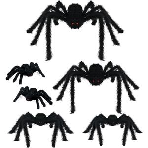 Nirohee Halloween Decorations Outdoor, Pack of 6 Giant Spider Halloween Party Decor Large Outside Decorations, Scary Spiders with Bendable Legs for Lawn, Yard, Spider Web, Wall, Window (1 ft - 3 ft)