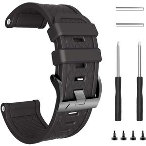NotoCity Compatible Fenix 2 Watch Band 26mm Width Soft Silicone Watch Strap Replacement for Fenix 2 Smartwatch(Black)