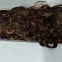 REECHO Curly Hair Extensions - 4PCS 18" GoGo Curly Clip in Hair Extensions 100% Super Protein Hairpieces with Invisible Lace Weft Silky Natural Look for Women - Chocolate Brown with Golden Highlights
