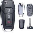 SUPALAND Key Fob Shell Case Cover Replacement Fits for Ford F150 F250 F350 F450 Escape Explorer Ranger 2017 2018 2019 2020 2021 2022 Keyless Entry Remote Control 3 Button Flip Key Cover N5F-A08TAA