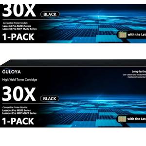 30X CF230X Black Toner Cartridge High Yield 2-Pack with Chip: 30X Toner Cartridge Replacement for HP30X CF230X Black Toner Works with Laser Pro M203dn M203dw Pro MFP M227fdn M227sdn M227fdw