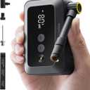 HOTO Mini Bike Tire Pump, 25s Fast Inflate Bicycle Pump with Guage, 150PSI Portable Electric Bike Air Pump with Presta and Schrader Valve for Road Bike, Motorcycle, Mountain Bike, BMX, Sports Ball, Black