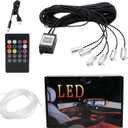 Car Atmosphere Lights, with Vibrant Multicolor Lighting, 25x15.5x4cm, Car Ambient Lighting, Interior LED Cr Lights, APP and Remote Control Options, for Vehicle, Trailer, RV, Truck, Sedan, Pickup (to six)