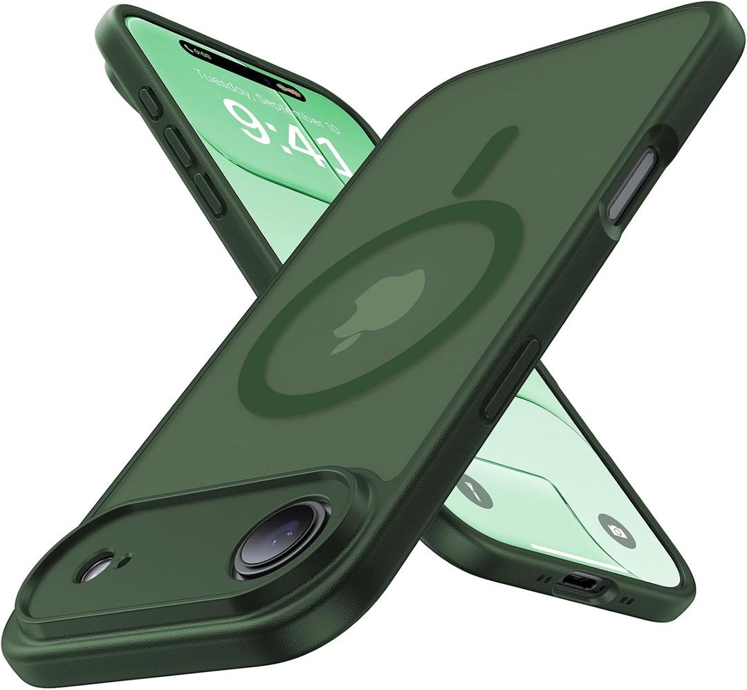 Magnetic Shockproof for iPhone 17 Air Case,Upgraded[Camera Protection][Compatible with Magsafe][Non-Slip][Mil-Grade Protection] Slim Translucent Matte Phone Case for iPhone 17 Air, Forest Green