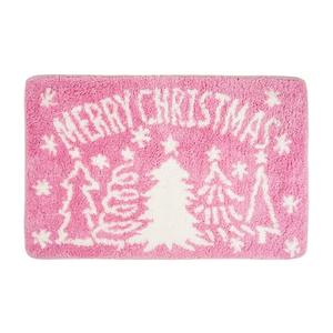 QIONG MENG Christmas Rug Pink Christmas Decorations Bathroom Rugs Christmas Decorative Bath Mat Xmas Winter Bathroom Mat Doormats 17 x 27 Inch for Tub Home Living Room