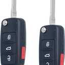 Key Fob Replacement Fits for 2012-2016 Volkswagen Jetta Passat Tiguan Beetle CC Eos Golf GTI Touarge VW Flip Key Remote Control Keyless Entry NBG010180T 5K0837202AK 4 Button (Set of 2)