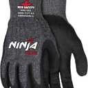 MCR Safety Ninja Wave N96780XXL Work Gloves, 13 Gauge Dyneema Diamond Technology Shell, Nitrile Wave Coated Palm & Fingertips for Excellent Cut and Abrasion Resistance, Cool Touch Comfort, XX-Large