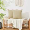 GAWAMAY Decorative Square 16x16 Inch Throw Pillow Covers Set of 2, Super Soft Chenille Pillows Farmhouse Fall Pillowcase for Living Room Bedroom Sofa Couch Cushion Cover Khaki 40x40cm (No Insert)