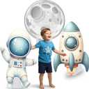 3 Pcs Baby Shower Birthday Decorations Large Cutouts Gender Reveal Sign 1st Birthday Party Centerpieces for Baby Shower Party Supplies Photo Booth Props Backdrops Decor(Outer Space,Large)