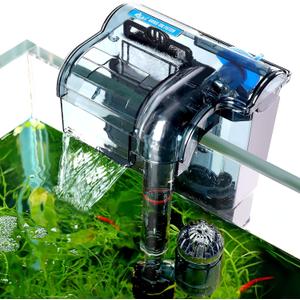 AQQA Aquariums Power Filter 74GPH,External Hang On Fish Tank Sponge Filter with Surface Skimmer,Adjustable Flowrate 3-Step Cascade Aquarium Filtration for Freshwater Saltwater 5-10 Gallon