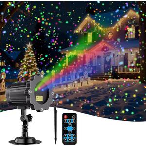 Laser Christmas Lights, 3 Color Laser Light Projector, Firefly Lights Show with RF Remote, Water Proof, Indoor Holiday Decoration, Christmas Gift, Home Decor, Party, Garden (Stars RGB)
