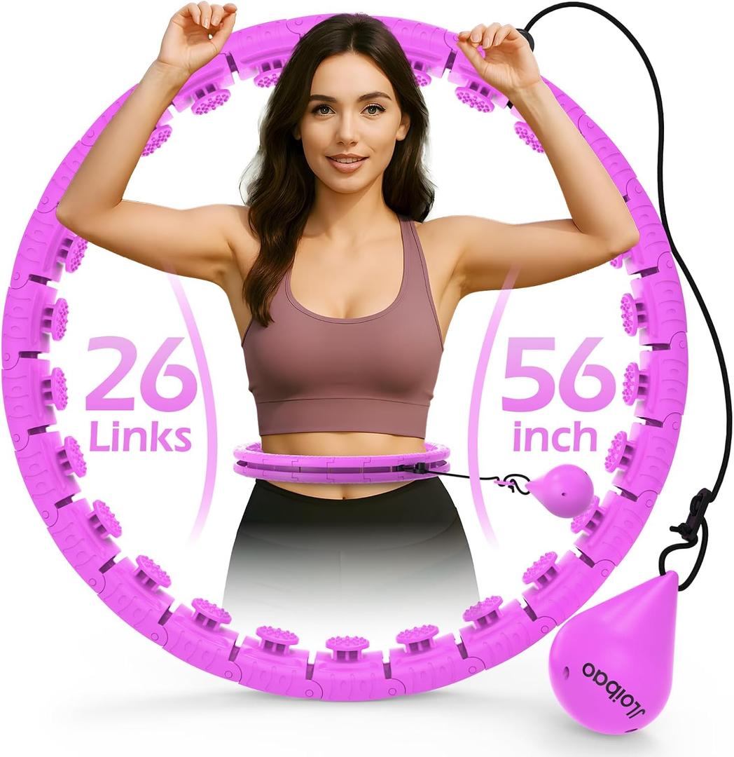 Weighted Hula Circle with 26/ 32 Links(56-66 Inch) for Adults Weight Loss, Infinity Fitness Hoop Plus Size, for Women Smart Exercise Equipment