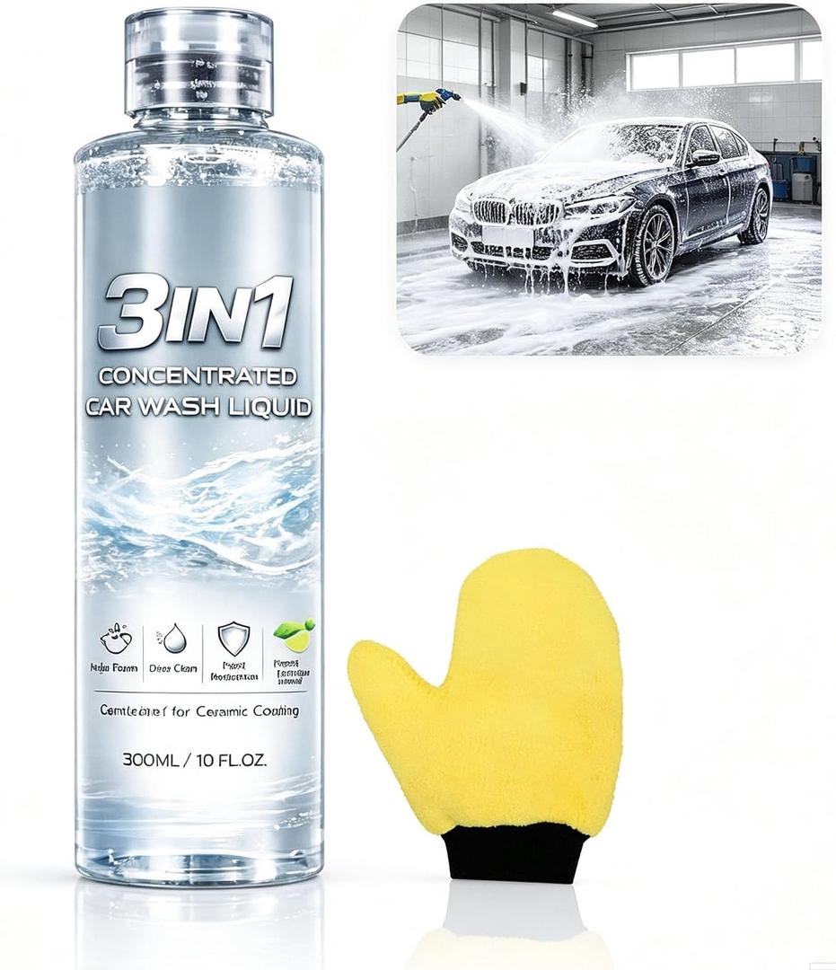 Super Concentrated Car Wash for Vehicle Washing Cleaning,Safe on Wax,10 Oz | Foaming Liquid Soap, Won't Strip Waxes, Sealants or Ceramic Coatings, Deep Cleaning, Foaming Car Wash