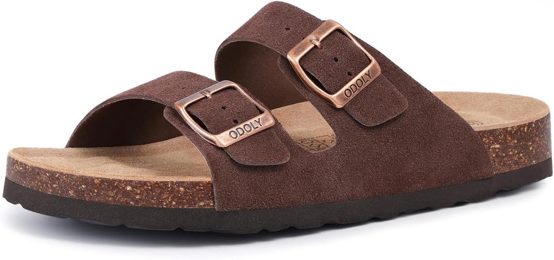 Women's Cork Footbed Slide Sandal, Arch Support Summer Outdoor Sandals with Adjustable Buckle (9)