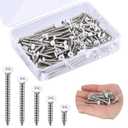 Funrous 100 Pcs 5 Size #8 White Wood Coated Wall Plate Head Screws Covers Stainless Steel Self Tapping Screw for Switches Cover(0.75/1/1.25/1.5/2inch)