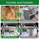 Foldable Trash Bag Holder for Camping, Heavy Duty 15 Gallon Outdoor Garbage Can Stand , No Assembly Iron Construction, Holds 4 Plastic Grocery Bags, Portable Wood Handle for Picnic, Beach, Party,BBQ