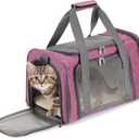 Mr. Pen- Pet Carrier, 17.5" x 11.2" x 11.5", Medium Size, Pink, Portable Travel Carrier for Small Pets, Cats & Small Dogs, Breathable Mesh, Safety Inner Leash, Side Pocket & Padded Shoulder Strap