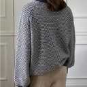 RoseSeek Women's Plaid Button Down Cardigans Crew Neck Long Sleeve Sweaters Knit Tops (M)