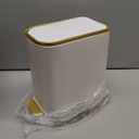 Cesun Small Bathroom Trash Can with Lid Soft Close, 5 Liter/1.3 Gallon Stainless Steel Garbage Can with Removable Inner Bucket, Step Pedal, Slim Waste Basket for Toilet, Office, Bedroom (White&Gold)