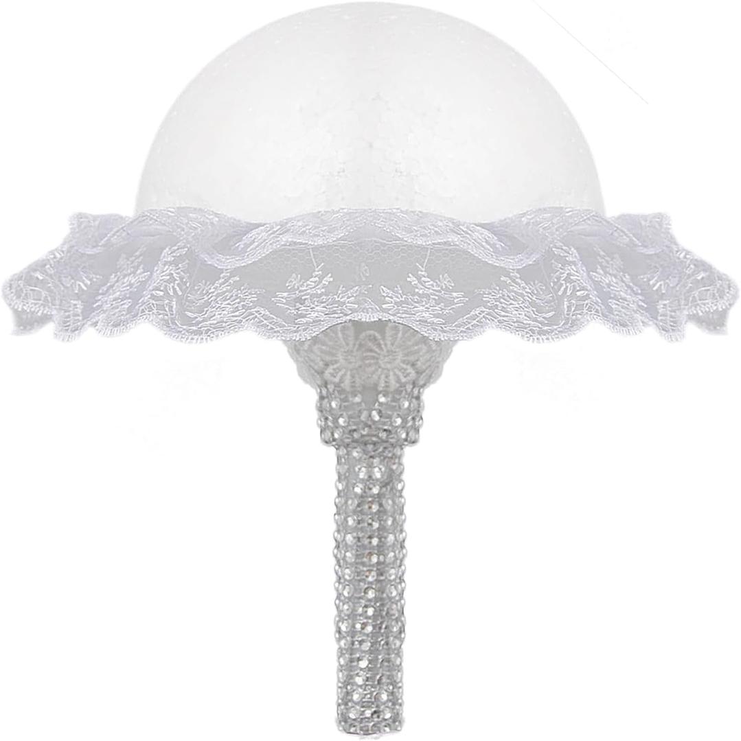 White Lace Handle Bouquet Holder Bouquet Holder Foam Floral Handle Wedding Bridal Bouquet Holder DIY Floral Fresh Artificial Flower Holder