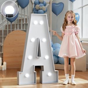 Marquee Letters 3 Feet Tall Large Light Up Letters Baby Shower Decorations Wedding Engagement Proposal White Party Decorations Marry Me Sign Big Cardboard Backdrop A