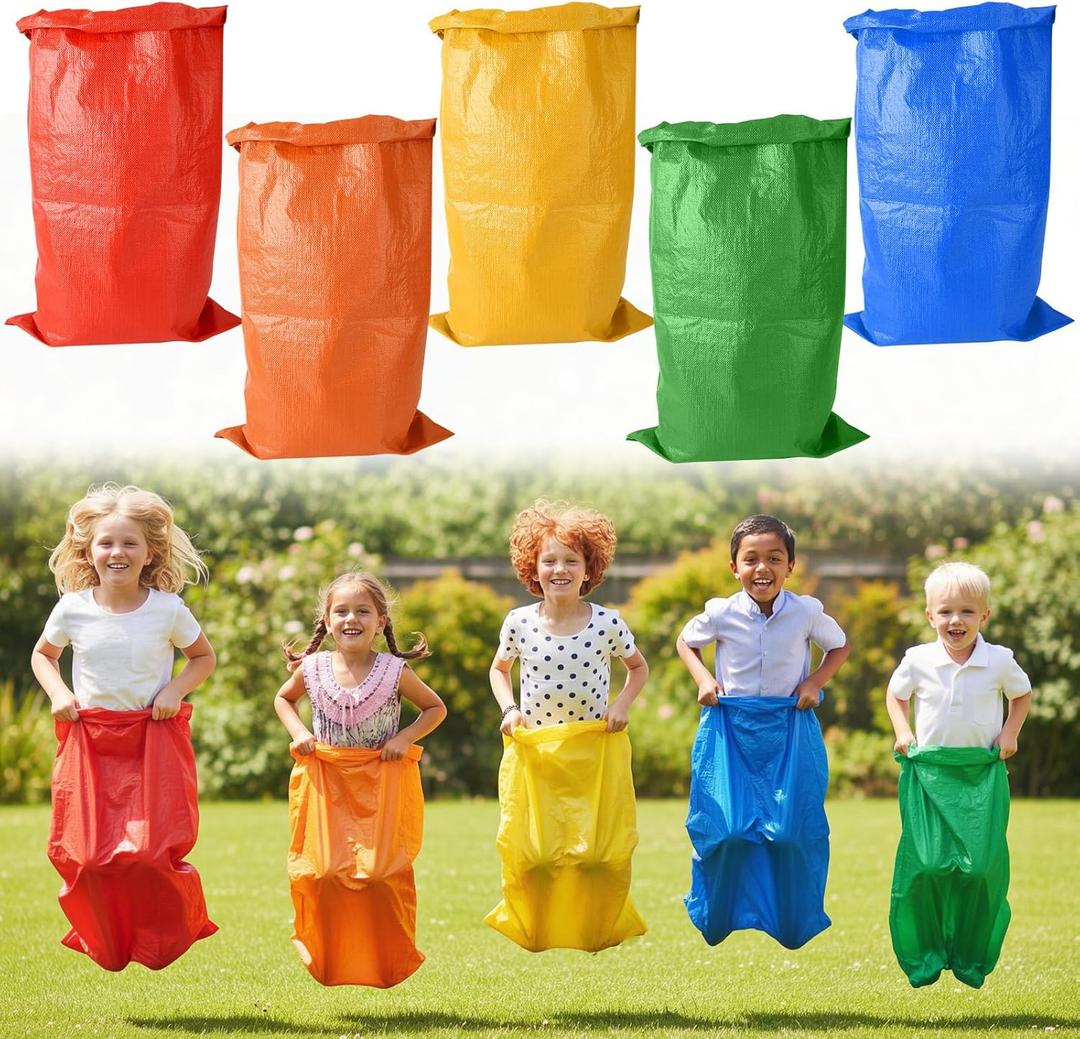 Yard Games for Kids & Adults - 5 Color Potato Sack Race Bags Set for Outdoor Parties & Field Day,Large Jump Sacks, Bean Bag Toss Game for Backyard,Carnival,Family Reunion