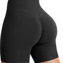 YEOREO Women's Biker Shorts 3.6" /4.5" / 6" Workout Gym Shorts Craze High Waist Tummy Control Hidden Scrunch Running Yoga (Black)