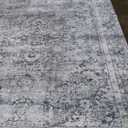 Joydeco 8x10 Area Rugs for Living Room, Non Slip Machine Washable Vintage Rug, Low Pile Chenille Print Rugs for Bedroom, Dining Room, Home Office, Pet & Child Friendly, Light Grey