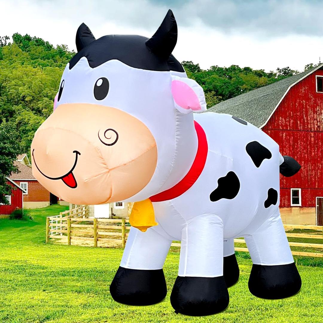 6FT Cow Inflatables Christmas Spring, Farm Ranch Blow up Animals Cute Dairy Cattle,Decorations Outdoor Yard Built-in LED Lights Big Large Highland Highlander Decor Party Lawn Holiday Outside (Calf)