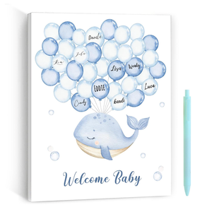 Bear Baby Shower Wall Art,Fun and Unique Gift for Expecting Parents,for Baby Room & Party Decor, Featuring a Cute Bear with Blue Balloon Design, Perfect for Welcoming Babies and Celebrating Birthdays