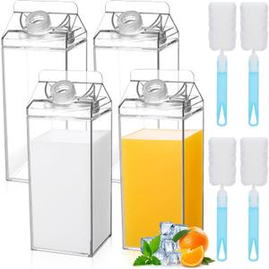 3 Pack 64 oz Large Milk Carton Water Bottle with Cleaning Brush Clear Plastic Milk Bottle Portable Leakproof Juice Container Reusable for Refrigerator for Outdoor Climbing Tour or Camping 3 Pack 64 oz Large Milk Carton Water Bottle with Cleaning Brush Clear Plastic Milk Bottle Portable Leakproof Juice Container Reusable for Refrigerator for Outdoor Climbing Tour or Camping