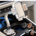 Bestrix Premium Leather Cup Holder Phone Mount for Car, No Shaking, Easy Installation, 360 Rotation, Universal Compatibility with Samsung, Android, iPhone up to 6.7", Automobile Cradle (Brown)