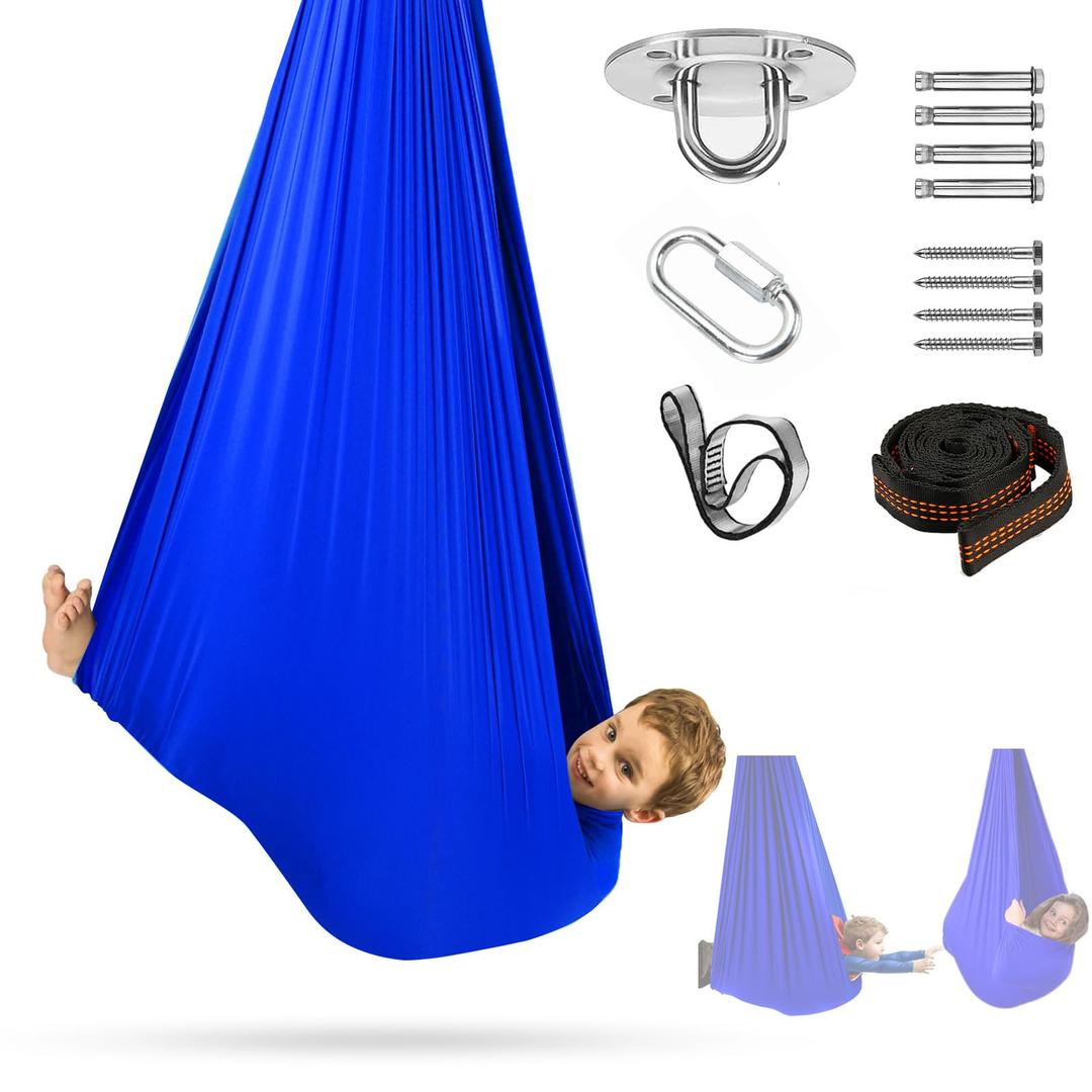 Satisure Sensory Swing, Therapy Swing for Kids & Adults, Cuddle Swing Indoor Outdoor, Swing Hammock for Child with Disorders, Autism, ADHD, Anxiety, Pod Swing Chair - 110" x 59"