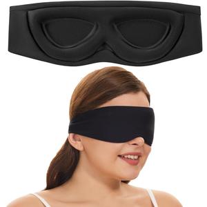 ALASKA BEAR Sleep Mask for Side Sleepers Patented Design, Cup-Shaped and Extra-Soft, 100 Blackout Eye Mask Shades Cover for Men and Women Home or Travel, Machine Washable, Black