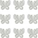 Set of 30 Alloy Rhinestone Butterfly Embellishment Stickers Handmade Hair Accessories Sneakers, Clothes, Party Decorations Gift Box Dress Rhinestone Alloy Appliques Decorative Home Decor (Silver)