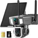 Dragon Touch 4G Cellular Security Camera, 4K Wireless Outdoor Solar Camera Triple Lens Bullet-PTZ Cam, 4G or WiFi, 10x Optical Zoom, 360 View, AI Tracking, with SIM Card, Local Storage