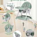 High Chairs for Babies and Toddlers, 4 in 1 Convertible Baby High Chair, Portable High Chair for Travel with Adjustable Height and Back, Foldable HighChair with Wheels& Pu Cushion