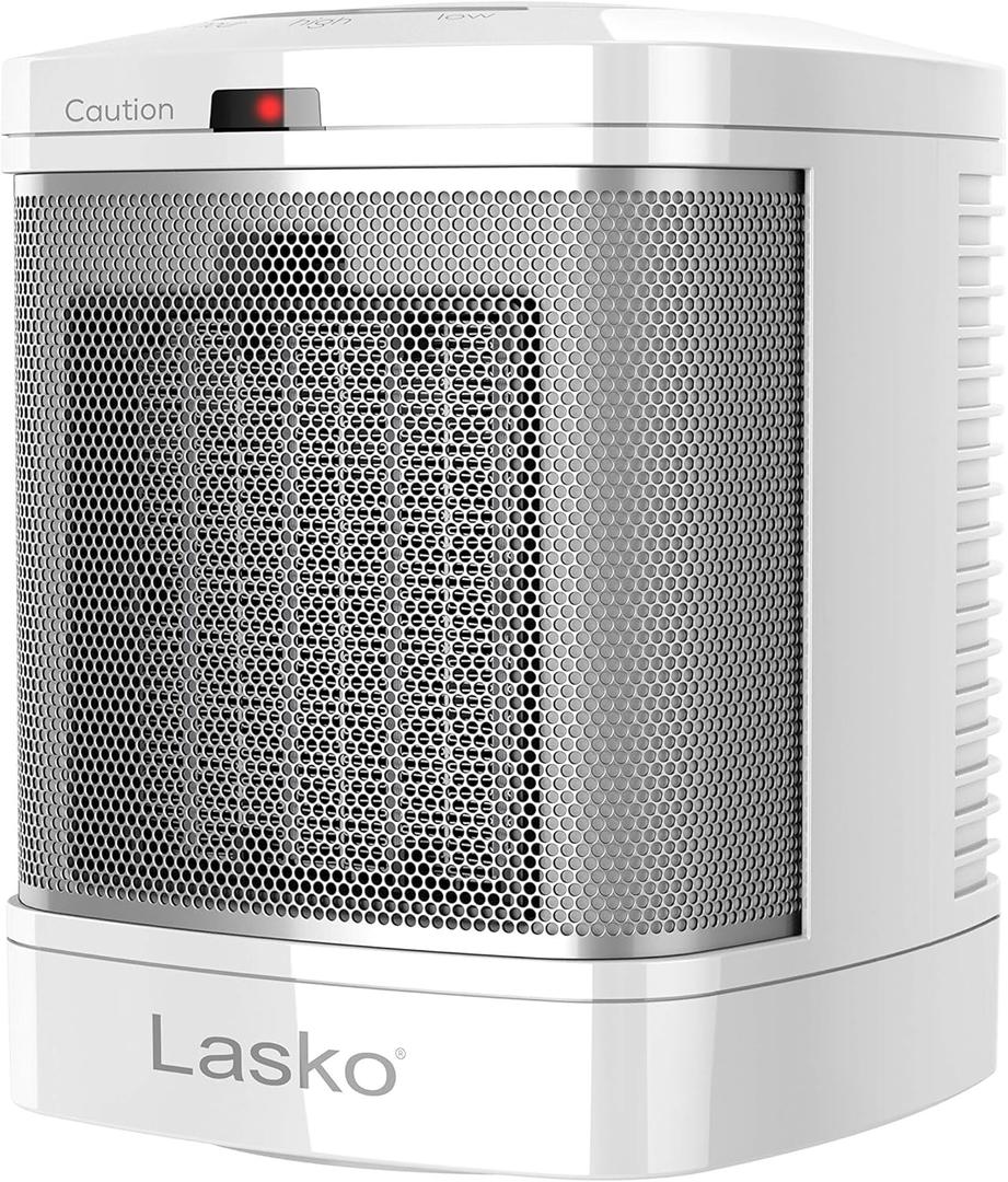 Lasko Portable Electric Ceramic Space Heater with ALCI Plug for Bathroom Use, 2 Heat Settings and Simple Heat Button, 8 Inches, White, 1500W, CD08200 (6.25 x 6.25 x 7.65 inches)
