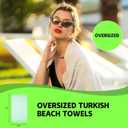 Turkish Beach Towel Set of 6 Oversized 72x40 100% Turkish Cotton | Soft Hammam Peshtemal, Sand Free, Quick-Dry, Absorbent Bath Towel | Lightweight & Compact for Travel, Pool, Gym, Spa