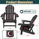 QuinnAndSunny Adirondack Garden Chair, HDPE Adirondack Chairs with Cup Holder, Outdoor Armchair Outdoor Fire Pit Chairs All-Weather Lawn Chair for Deck Patio Garden, Grey