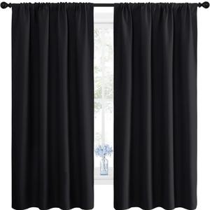 2 x NICETOWN Black Blackout Curtain Blinds - Solid Thermal Insulated Window Treatment Blackout Drapes/Draperies for Bedroom (2 Panels, 42 inches Wide by 63 inches Long, Black)