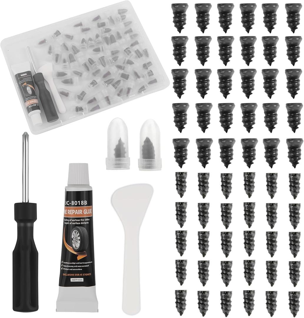 3 x 60PCS Car Tire Repair Rubber Nail Kit,Self-Tapping Tire Plug Kit Includes Tires Repairs Screws/Screwdrivers/Glue,Professional Tires Repair Screws Kits for Cars/Motorcycle