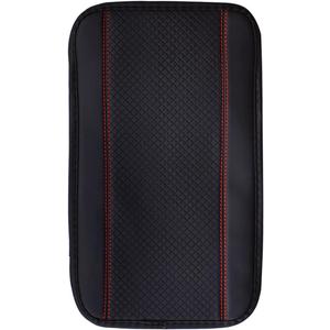 Leather Car Armrest Pad Covers Universal Center Console Auto Seat Armrests Box Pads Armrest Storage Protection Cushion (Black red)