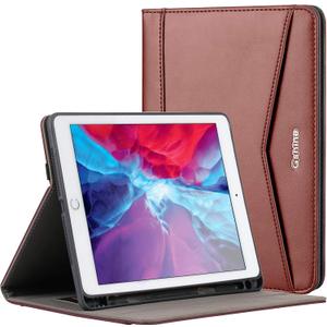 Case for iPad 6th Generation, iPad 9.7 Case 5th Generation 2018/2017, Full-Body Protective Rugged Shockproof Case with Built-in Handstrap & Apple Pencil Holder,Auto Sleep/Wake- Brown