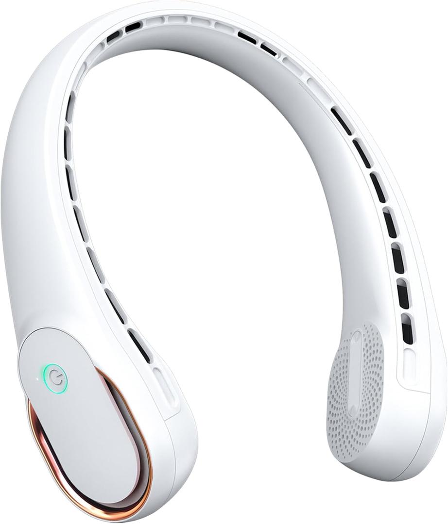 FrSara Neck Fan, Portable Personal Fan Strong Wind, 5200mAh, Air Volume,360 Cooling, No Hair Twisting, Air Volume On 2 Sides, Non-Slip, Quick Charge, Long Use Time, Birthday Gift for Women, Dad, Men (White) FrSara Neck Fan, Portable Personal Fan Strong Wind, 5200mAh, Air Volume,360 Cooling, No Hair Twisting, Air Volume On 2 Sides, Non-Slip, Quick Charge, Long Use Time, Birthday Gift for Women, Dad, Men (White)